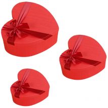 Lot de 3 boîtes cadeaux en forme de cœur rouge pour la Saint-Valentin, boîte de rangement pour cadeau, boîte d'emballage en papier cadeau