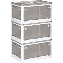 Joybos - Lot de 3 boîtes de rangement pliantes blanches 40 l - Blanche
