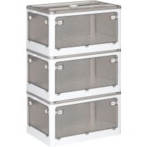 Joybos - Lot de 3 boîtes de rangement pliables multifonctionnelles grises 55 l - Blanche