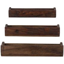 Bloomingville - Lot de 3 boites en Bois d'orme coloris foncé pour rangement