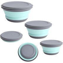 Lot de 3 Bols à Vaisselle Pliables Bol de Camping Portable avec Couvercle Vaisselle d'extérieur Boîte à déjeuner Pliable Bol à Salade pour Voyage en