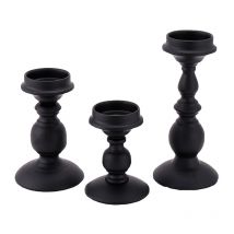 Jormftte - Lot de 3 bougeoirs de ferme en métal noir Vintage Bougeoirs à pilier en métal Décoration de la maison Bougeoirs en fer pour table à manger
