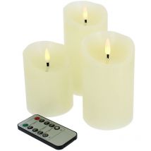 Lot de 3 bougies led Flamme 3D avec Télécommande