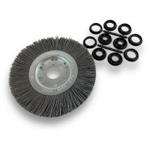 Brosse circulaire NYLON Abrasif Ø 200 mm Epaisseur 1 rang Carbure de silicium Grain 240 Alésage 32 mm + réducteur bague 25/22/20/16/12 mm Touret