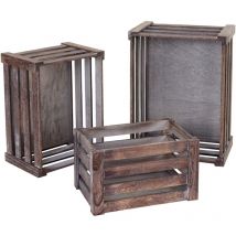 Décoshop26 - Lot de 3 caisses en bois caisse à vin décorative rangement fruits en bois marron vieilli 040002980