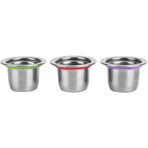 Rosvola - Jeffergarden 3 pièces/ensemble Capsule de café dosette réutilisable filtre rechargeable en acier inoxydable 30x22x20mm adapté pour Nespresso