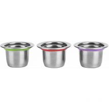 Jeffergarden - Lot de 3 Capsules de Café Rechargeables en Acier Inoxydable avec Filtre à Dosette Réutilisable pour Machines Nespresso