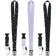 Lot de 3 cordons avec boucle à dégagement rapide, cordon en marbre robuste avec fermoir mousqueton pivotant, cordon tour de cou pour enseignants,