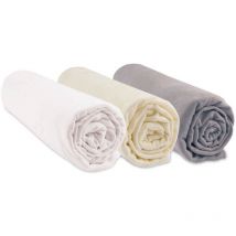 Lot de 3 Draps housse 100% Coton Bio lit bébé - 70x160 cm