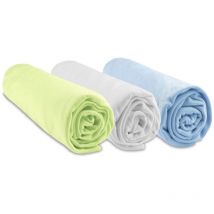 Lot de 3 Draps housse Bambou - 60x120 cm - Anis-Blanc-Ciel
