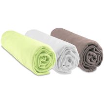Easy Dort - Lot De 3 Drap Housse 60x120 Bébé Bambou Anis Blanc Taupe