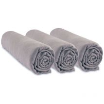 Lot de 3 Draps housse 100% Coton Bio - 60x120 cm - Noisette