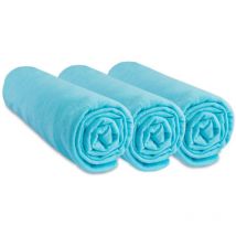 Lot de 3 Draps housse Jersey 100% Coton - 50x100 cm - Turquoise