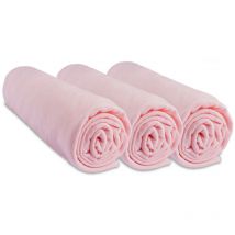 Lot de 3 Draps housse Jersey 100% Coton - 40x80 / 40x90 cm -Rose