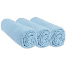 Lot de 3 Draps housse Jersey 100% Coton - 60x120 cm - Ciel - Bleu