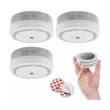 Evacuate - Lot de 3 détecteurs de fumée nf autonomie 10 ans avec supports magnétiques