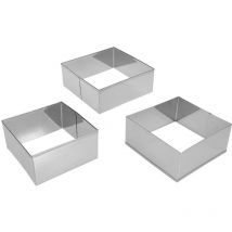 Lot de 3 emporte-pièces carrés en acier inoxydable pour biscuits en relief, moules d'emballage de boulettes, moule d'impression de biscuits, outil de