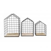 Meubletmoi - Lot de 3 étagères murales style cage grillage - houses