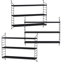 [en.casa] - Lot de 3 étagères murales Strängnäs acier 50 x 60 x 15 cm noir