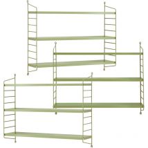 [en.casa] - Lot de 3 étagères murales Strängnäs acier 50 x 60 x 15 cm olive