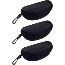 Lot de 3 étuis à lunettes, grande poche semi-rigide, pour lunettes de soleil et lunettes de lecture, noir