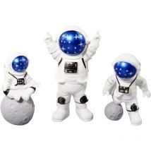 Feiyue - Lot de 3 figurines d'astronautes en pvc de style nordique mignon, décoration de bureau pour gâteau, chambre d'enfant, bibliothèque