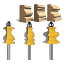 Lot de 3 Fraises à Défoncer pour Moulures Architecturales 8 mm, Mèche de Routeur pour le Travail du Bois-Pour le travail du bois