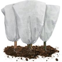 Lot de 3 Housse Hivernage Plante avec Cordon Polypropylème 80g/m² 80x100cm blanc