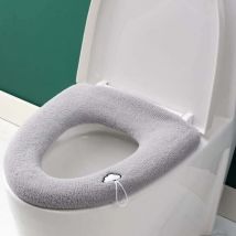 Lot de 3 housses de siège de toilette épaisses avec poignée pour abattant de toilette - Coussin doux, épais, extensible, lavable - S'adapte à tous