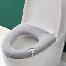Lot de 3 housses de siège de toilette épaisses avec poignée pour abattant de toilette - Coussin doux, épais, extensible, lavable - S'adapte à tous