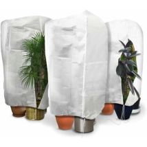 Lot de 3 housses d'hivernage pour plantes avec cordon et fermeture éclair Voile d'hiver en polypropylène 80 g/m² Protège plantes intissé Réutilisable