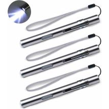 Ersandy - Lot de 3 Infirmière Stylo Lumière Médicale Stylo Lumière usb Rechargeable led Lampe de Poche en Acier Inoxydable Torche pour Médecins