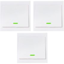 Lifcausal - Lot de 3 interrupteurs muraux à bouton-poussoir 1 Gang 86 Type ON/Off Panneau de commutation 433 MHz Télécommande rf sans fil