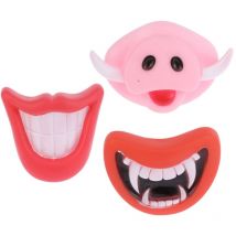 Feiyue - Lot de 3 jouets à mâcher en silicone pour chiot, crocs de cochon roses, crocs rouges, lèvres rouges, jouets pour Halloween, cosplay, fête