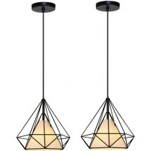 Lampe de Plafond Cage Diamant Petit Abat-jour Lustre Suspension Luminaire Rétro Industrielle Lot de 2
