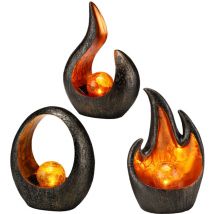 3x led lampes de table solaires décoration de jardin faucille flamme ovale design balcon lampes d'extérieur or gris