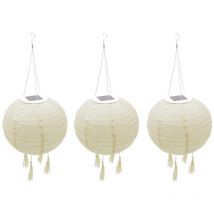 Lot de 3 lampions solaires himalaya Blanc Nylon ∅30cm