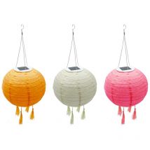 Lot de 3 lampion solaire SHANGRI LA Orange Nylon D20cm
