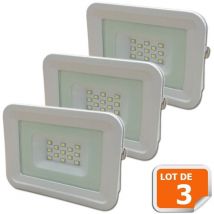 Lot de 3 led Projecteur Lampe 10W Blanc 6000K IP65 Extra Plat