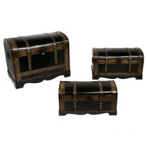 Lot de 3 malles British bois Atmosphera