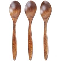 Lot de 3 mini cuillères à miel en bois, style japonais, cuillères à assaisonnement, cuillères à sucre faites à la main, à manche court