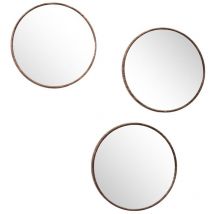 Lot de 3 miroirs diam 26cm effet bois
