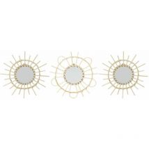 Lot de 3 miroirs en rotin