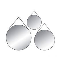 Lot de 3 Miroirs Métal 'Ronds' 29cm Noir