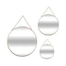 Lot de 3 Miroirs Métal 'Ronds' 29cm Or