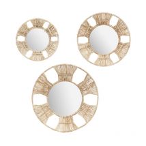 Atmosphera Créateur D'intérieur - Lot de 3 Miroirs Muraux Déco 'Laura' 31cm Naturel