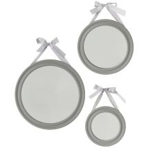 Lot de 3 miroirs ronds ruban Alexia gris