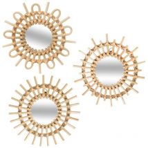 Lot de 3 miroirs rotin soleil D28