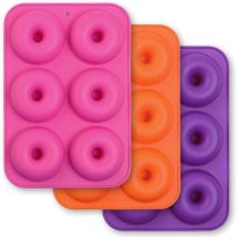 Gotrays - Lot de 3 moules à beignets en silicone à 6 cavités, anti-adhésifs, en silicone de qualité alimentaire, sans bpa