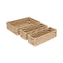 Lot de 3 Paniers de Rangement Bas 'Tressé' 27cm Naturel